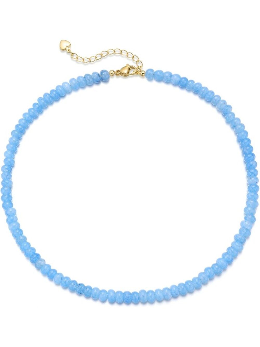 Women's Sky Blue Beaded Gold Choker Necklace Boho Summer Beach Jewelry